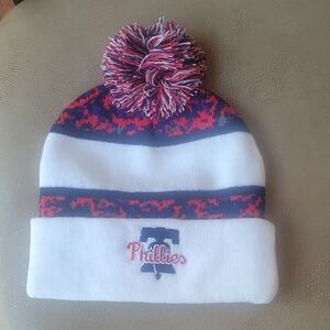 Phillies Kids Pom-Pom Beanie - Red, Blue, White